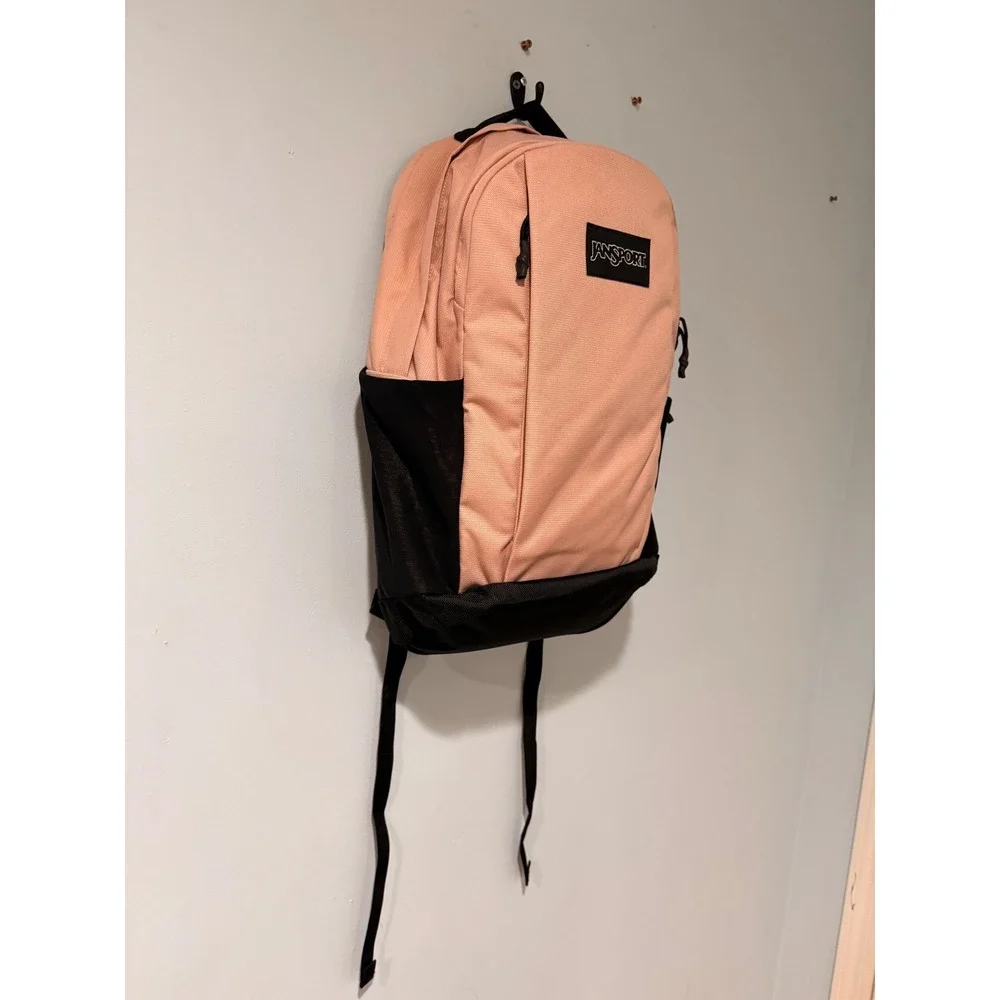 Jansport Backpack Peach Pink Black School Travel Bag with Laptop Sleeve